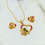 Trendy Gold Love Heart Locket Pendant Set with Tops (ZV:29507)