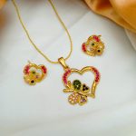 Trendy Gold Love Heart Locket Pendant Set with Tops (ZV:29507)