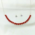 Stylish Maroon Silver AD Zircon Necklace Set With Tops (ZV:29553)