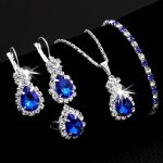 Sparkling Teardrop Blue Pendant Combo Set with Earrings, Bracelet and Ring (ZV:30496)