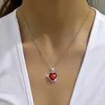 Stylish Heart Shaped Gemstone Pendant Necklaces Set (ZV:30694)