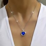 Stylish Heart Shaped Gemstone Pendant Necklaces Set (ZV:30694)