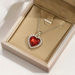 Stylish Heart Shaped Gemstone Pendant Necklaces Set (ZV:30694)