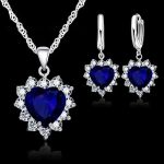 Beautiful Silver Heart-Shaped Locket Set with Earrings (ZV:30382)
