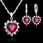 Beautiful Silver Heart-Shaped Locket Set with Earrings (ZV:30382)