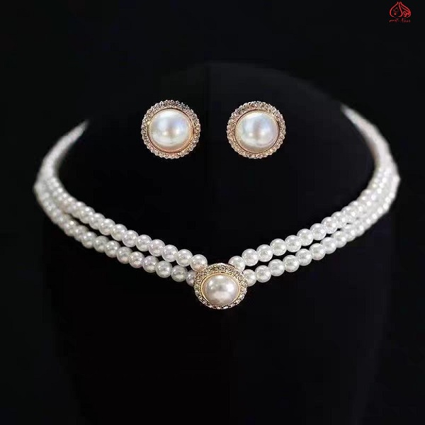 Antique Pearl Choker Set with Tops (ZV:31241)