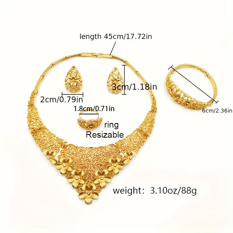 Gold Plated Wedding Necklace Jewelry Set With Earrings, Ring and Bracelet (Z:31524) Gold Plated Wedding Necklace Jewelry Set With Earrings, Ring and Bracelet (Z:31524)
