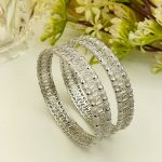 Elegant Silver Plated Textured Bangles Set for Women (ZV:141167)