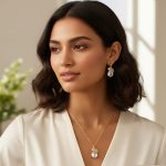 Elegant Gold Plated Teardrop Zircon Pendant Necklace Set with Tops (ZV141174)