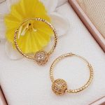 Elegant Gold Plated Zircon Ball Hoop Earrings (ZV:141194)