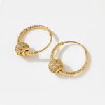 Elegant Gold Plated Zircon Ball Hoop Earrings (ZV:141194)