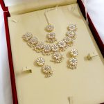 Luxury Pearl & Kundan Floral Bridal Necklace Jewelry Set (ZV:141200)