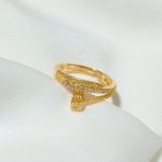 Stylish Gold Plated Adjustable Zircon Ring (ZV:141228)