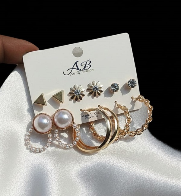 Gold Plated Multi-Style Earrings Set – Pearl, Hoop, Stud & Crystal Earrings Combo Pack (ZV:141258) Gold Plated Multi-Style Earrings Set – Pearl, Hoop, Stud & Crystal Earrings Combo Pack (ZV:141258)
