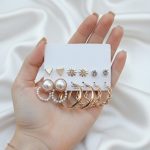 Gold Plated Multi-Style Earrings Set – Pearl, Hoop, Stud & Crystal Earrings Combo Pack (ZV:141258)
