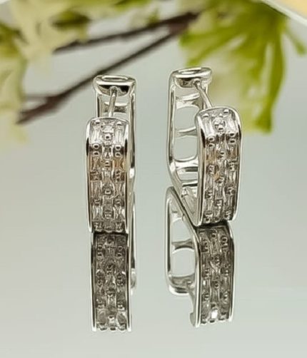 Sparkling 925 Sterling Silver Huggie Hoop Earrings (ZV:141306)