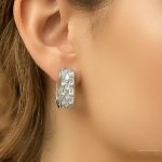 Sparkling 925 Sterling Silver Huggie Hoop Earrings (ZV:141306)