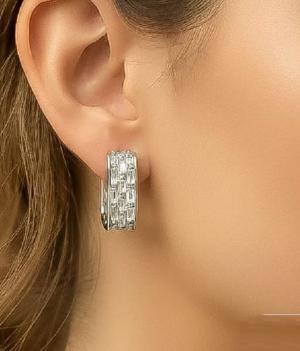 Sparkling 925 Sterling Silver Huggie Hoop Earrings (ZV:141306)