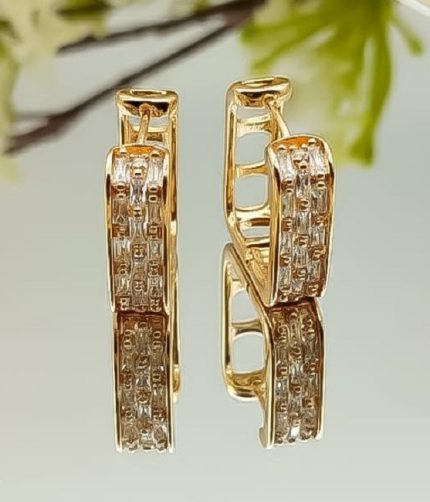 Premium Gold Finish Cubic Zirconia Hoop Earrings (ZV:141310)