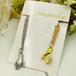 Love Two-Tone Handshake Pendant Necklace Set (ZV:141454)