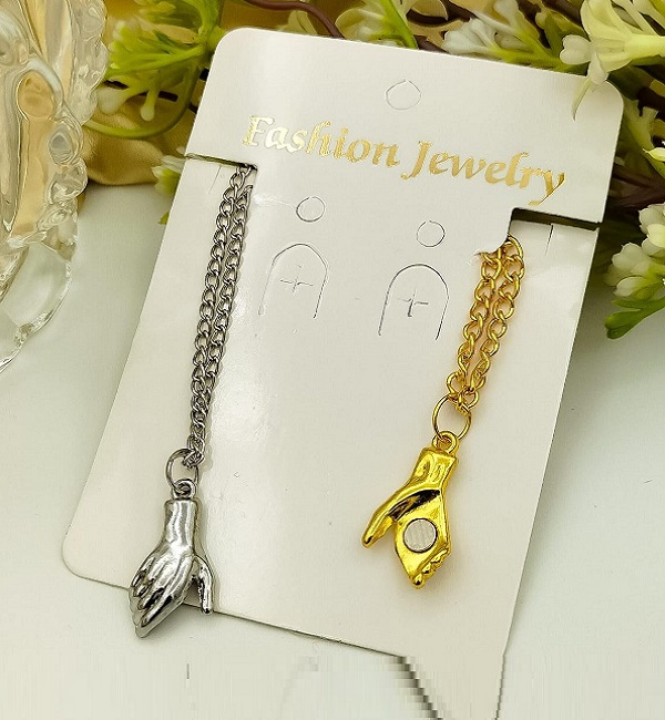 Love Two-Tone Handshake Pendant Necklace Set (ZV:141454)