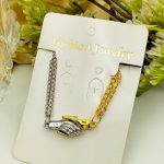 Love Two-Tone Handshake Pendant Necklace Set (ZV:141454)