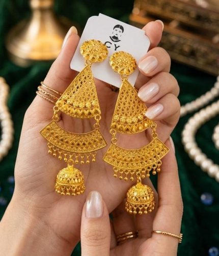 Stylish Golden Jhumki Earrings (ZV:141668)