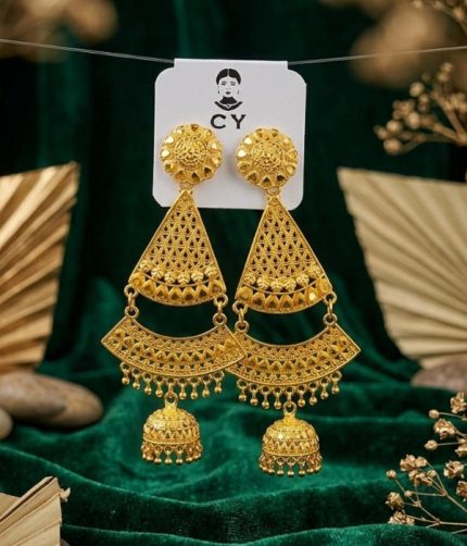 Stylish Golden Jhumki Earrings (ZV:141668)