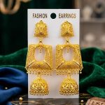 Beautiful Indian Gold Plated Jhumki Earrings (ZV:141664)