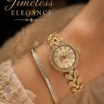 Elegance Gold-Tone Crystal Studded Quartz Watch & Bracelet Set (ZV:141678)