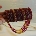 Maroon & Gold Bridal Crystal Jhoola Metal Bangles Set (ZV:141737)