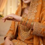 Yellow Bridal Crystal Jhoola Metal Bangles Set with Latkan (ZV:141745)
