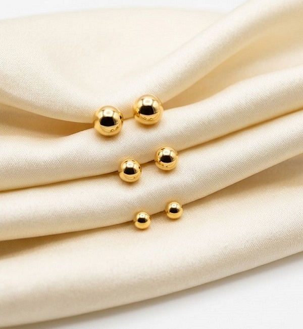Pack of 6-Piece Gold Plated Ball Stud Earrings Set (ZV:141804)
