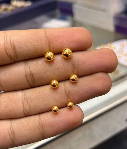 Pack of 6-Piece Gold Plated Ball Stud Earrings Set (ZV:141804)