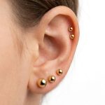Pack of 6-Piece Gold Plated Ball Stud Earrings Set (ZV:141804)