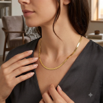 Gold Herringbone Chain Necklace – Gold Plated Flat Snake Chain (ZV:141850)