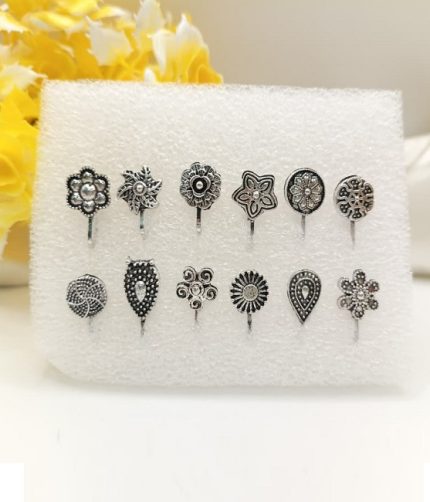 Oxidized Silver Nose Pin Set (ZV:141865)