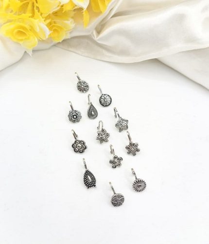 Oxidized Silver Nose Pin Set (ZV:141865)