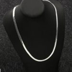 Silver Herringbone Chain Necklace – Silver Plated Flat Snake Chain (ZV:141854)