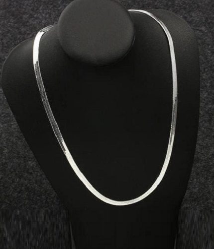 Silver Herringbone Chain Necklace – Silver Plated Flat Snake Chain (ZV:141854)
