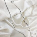 Silver Herringbone Chain Necklace – Silver Plated Flat Snake Chain (ZV:141854)