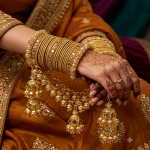 Yellow & Gold Bridal Churiyan Set with Double Jhumki Jhoola (ZV:141785)