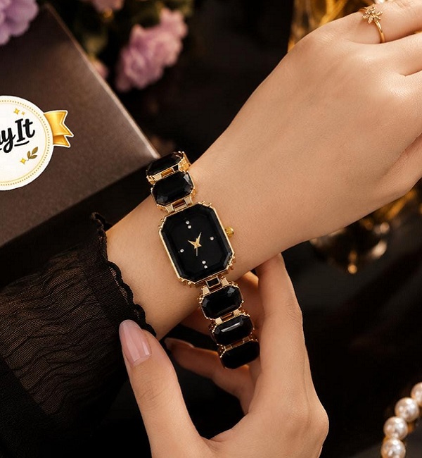 Black Crystal Gold Watch for Women (ZV:141902) Black Crystal Gold Watch for Women (ZV:141902)