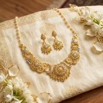 Gold Plated 2 Tone Necklace with Earrings