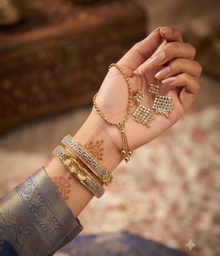 Gold Plated 2 Tone Combo 3 Piece Jewelry Set (ZV:142048)