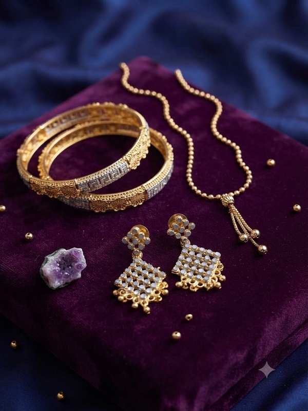 Gold Plated 2 Tone Combo 3 Piece Jewelry Set (ZV:142048) Gold Plated 2 Tone Combo 3 Piece Jewelry Set (ZV:142048)