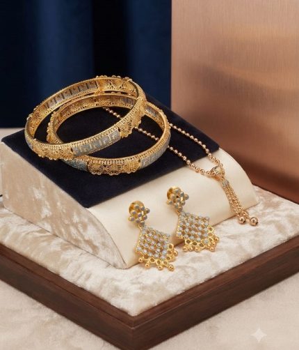 Gold Plated 2 Tone Combo 3 Piece Jewelry Set (ZV:142048)
