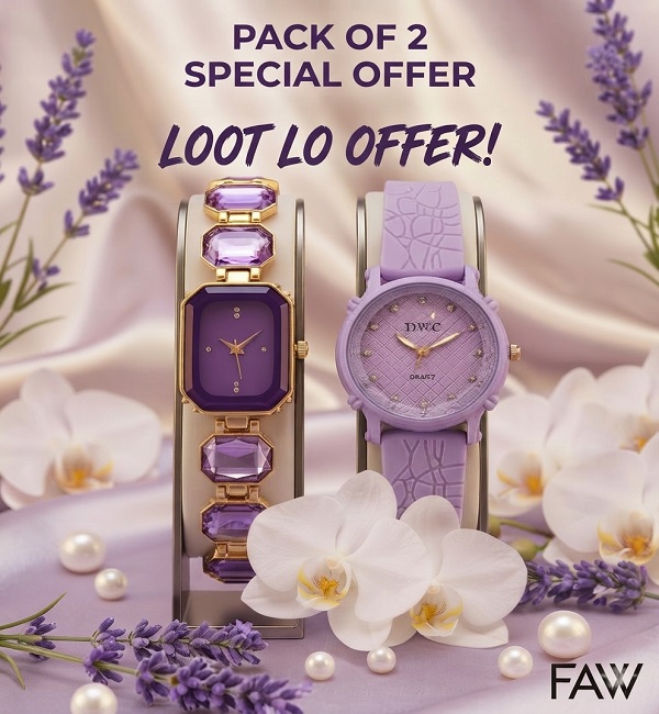 Pack of 2 Purple Women's Watches – Crystal Bracelet & Silicone Strap Combo Pack of 2 Purple Women's Watches – Crystal Bracelet & Silicone Strap Combo
