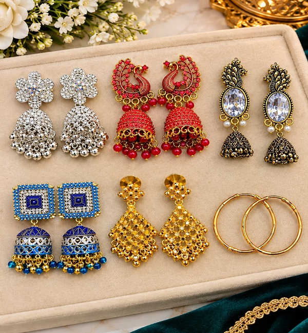 Deal of 6 Earrings – Mixed Design Jhumka, Peacock & Hoop Combo Pack (ZV:142252) Deal of 6 Earrings – Mixed Design Jhumka, Peacock & Hoop Combo Pack (ZV:142252)