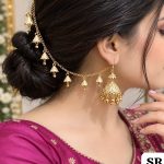Gold Plated Sahara Jhumki – Traditional Jhumka Earrings with Hair Chain